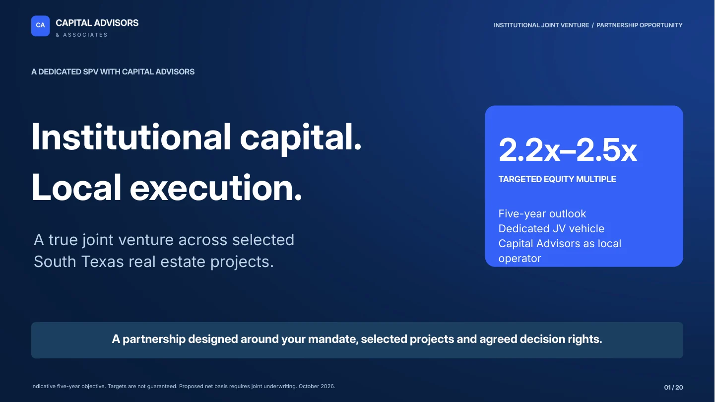 Slide 1: Institutional capital. Local execution.