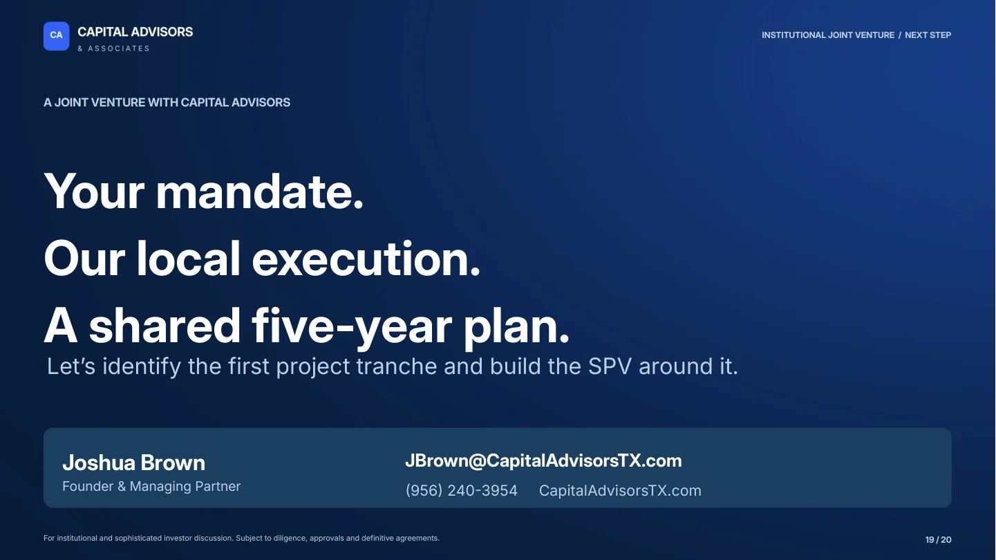 Slide 19: Your mandate. Our local execution.